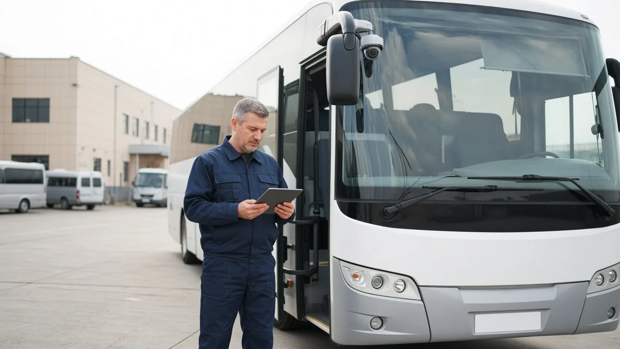 Проверка оборудования транспортной безопасности на пассажирском автобусе